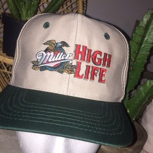 Old school  tan and forest green hat snap back